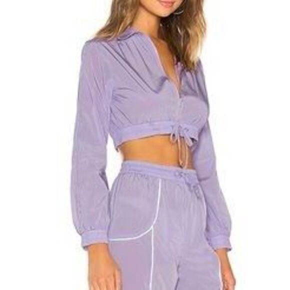 Lovers + Friends Cropped Windbreaker Track Jacket Y2K Lavender Purple size M - Picture 13 of 13